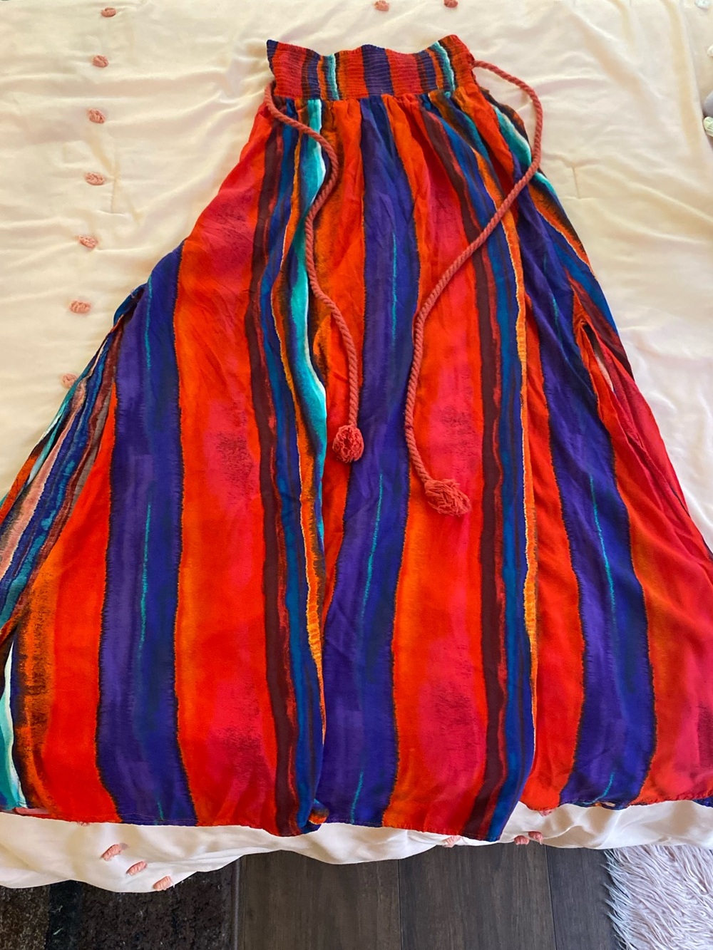 Forever 21 Multicolor Striped Maxi Skirt - Red, Blue & Purple